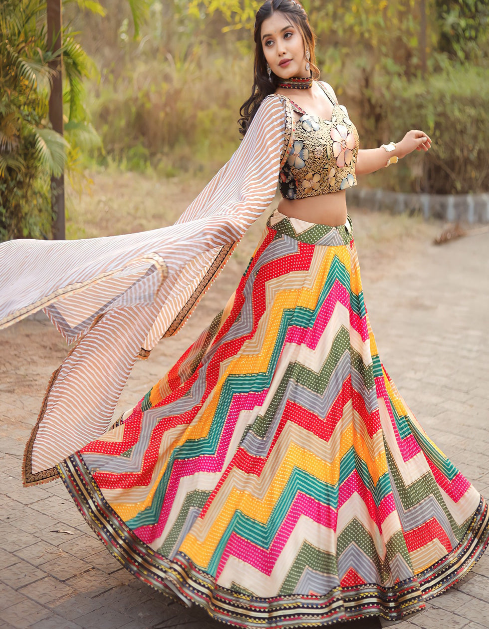 Multi Colour Weaving Wedding Designer Lehenga Choli