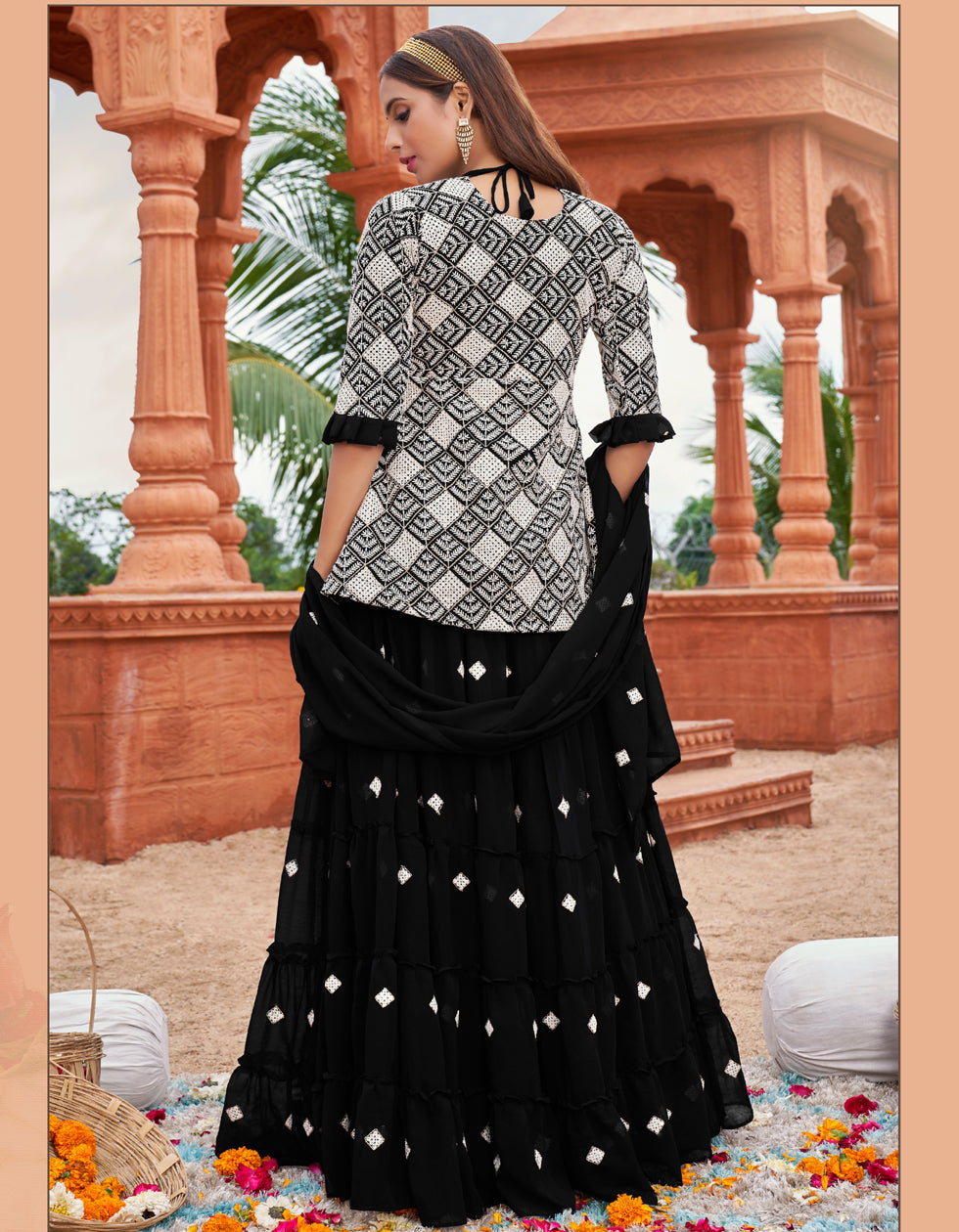 Black Georgette Embroidred With Party Wear Indo Western